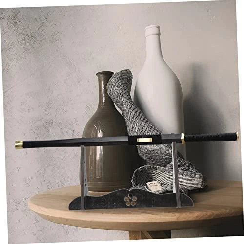 Zerodeko Storage Handicraft Flute Swords Hanger Samurai Holder Katana Rack Table Single Office Wizard Home Wand Wooden Brown Decorative Shelf Collection Organizer 5pcs - Image 5