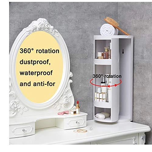 Bretoes Multifunction Bathroom Kitchen Corner Locker Cosmetic Storage Rack Cabinet Storage Shelf Rotating Triangle Shelf - Image 5