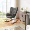 YITAHOME Rocking Chair Nursery Modern Glider Chair For Nursery Accent Upholstered Fabric Chairs Armrests Rocker Lounge Chair For Bedroom Balcony（Dark Grey）