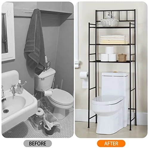 Finnhomy 3 Shelf Bathroom Space Saver Over The Toilet Rack Bathroom Corner Stand Storage Organizer Accessories Bathroom Cabinet Tower Shelf With ORB Finish 23.5" W X 10.5" D X 64.5" H - Image 3
