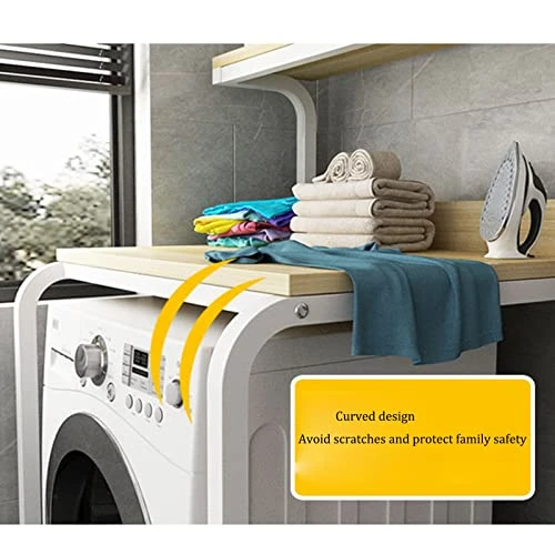 Bathroom Storage Shelves,Washer Storage Frames Floor Standing Punch Free Suitable For Over Toilet High Temperature Steel Balcony Washinghine Shelf Roller Bracket/Black/a - Image 2