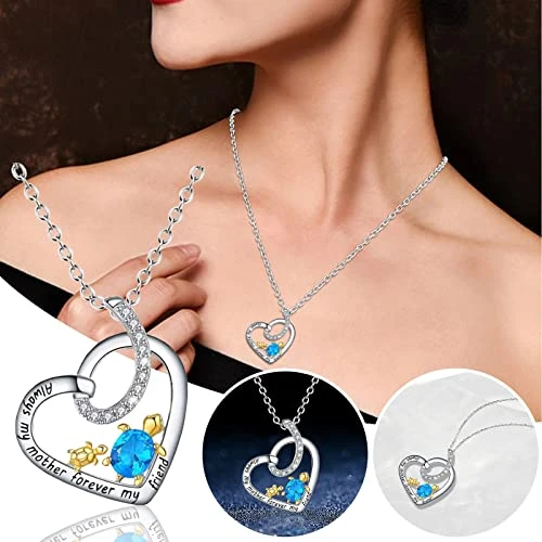 HYUIYYEAA Open Necklace Gift Heart Simple Ladies Necklace Design Shape Necklace Inlaid Pendant Necklaces & Pendants Necklaces Bulk (Silver, One Size) - Image 4