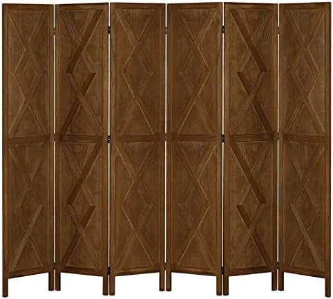 Wnutrees 6 Panel Wood Room Divider,Rustic Folding Privacy Screens Room Divider, Farmhouse Freestanding Partition Wall Dividers Screen,Temporary Wall For Home Restaurant Bedroom (White) - Image 11