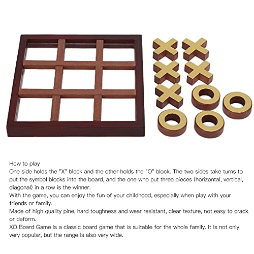 OUKENS Tic Tac Toe For Kids And Adults Coffee Table Living Room Decor And Desk Decor Family Games Night Classic XO Board Games Wood Rustic For Families Size 5 Inch - Image 3