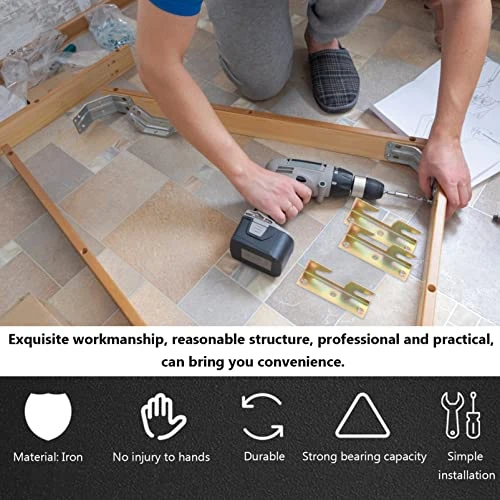 DOITOOL Metal Bed Frame 8pcs Bed Frame Brackets Bed Hinges Bed Rail Fittings Heavy Duty Bed Rail Brackets For Connecting To Wood Headboards Foot-Boards Universal 4Inch Heavy Duty Bed Frames - Image 5