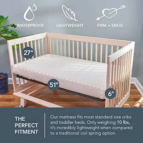 Naturepedic Organic Lightweight Classic Crib Mattress, 2-Stage Natural Mattress For Baby And Toddler Bed, Non-Toxic, 52" X 28" - Image 2