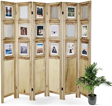 ECOMEX 6 Panel Room Divider, Wood Room Screen Divider Freestanding, Folding Privacy Screens Room Divider Room Separator Temporary Wall Dividers, White - Image 8