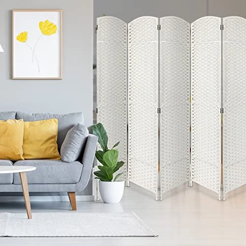 Sorbus Room Divider Privacy Screen, 6 Ft. Tall Extra Wide Foldable Panel Partition Wall Divider, Double Hinged Room Dividers And Folding Privacy Screens (White) - Image 4
