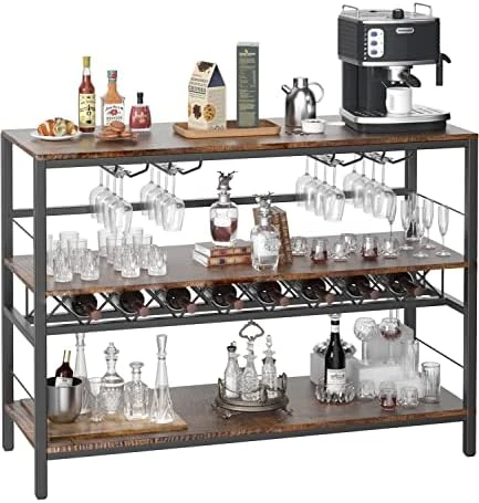 COZY EAGLE White Coffee Bar Cart, Bar Carts For The Home, Coffee Bar Cabinet With Storage And Wine Rack, Mini Coffee Bar Table For Home And Kitchen, Liquor Buffet Cabinet 39.4 Inch Marble White - Image 6