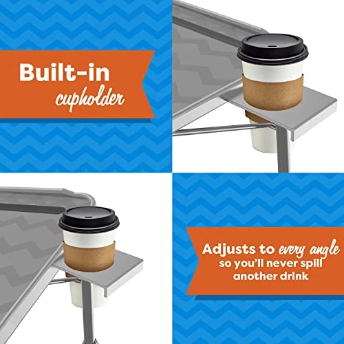 Table-Mate XL PRO TV Table Tray - Portable Adjustable Folding Trays For Eating Or Work Laptop, Slate Gray - Image 4