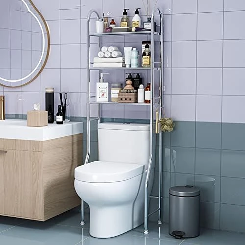 Toilet Rack ,Bathroom Organizer Over Toilet Rack, 3-Tier Stainless Steel Restroom Toilet Rack Space Saver Organizer Rack For Restroom, Bathroom Corner Stand Storage Organizer Accessories,Easy To Asse - Image 8