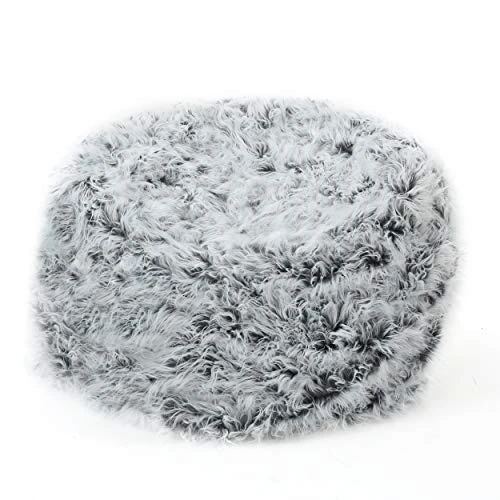 GDFStudio Lycus Faux Fur Bean Bag Chair (Silver Grey)