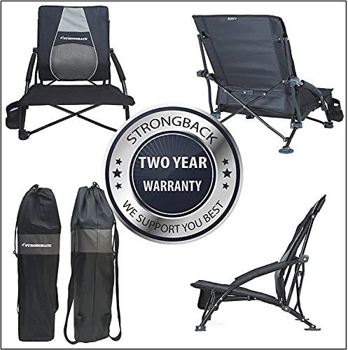 STRONGBACK Low Gravity Beach Chair With Built-in Lumbar Back Support, Heavy Duty Portable Folding Beach Chair For Adults - Image 4