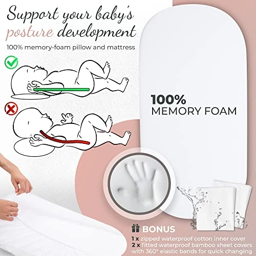 Premium Baby Changing Basket Set - With Pad, Moses Basket For Babies With Memory Foam Mattress - CPSC Approved, 100% Cotton Boho Nursery Decor, Changing Table Topper For Dresser With Covers - Image 2