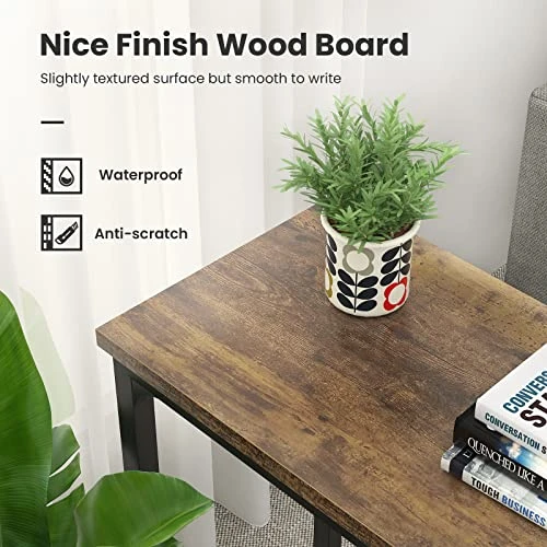 Ecoprsio 48 Inch Console Table, Long Sofa Table With Mesh Shelves, 2 Tier Entryway Table Foyer Table For Entryway, Front Hall, Hallway, Sofa, Couch, Living Room, Coffee Bar, Kitchen, Rustic Brown - Image 3