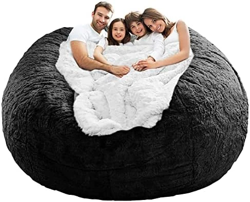 LapEasy Giant Bean Bag Chair Cover(Cover Only,No Filler),Oversized Round Soft Fluffy PV Velvet Washable Lazy Sofa Bean Bag Bed Cover For Adults, Living Room Bedroom Furniture Outside Cover(Black) - Image 14