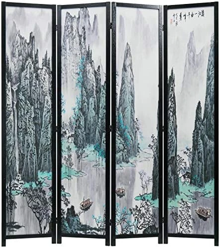 MyGift 4-Panel Asian-Inspired Bamboo-Screen Cherry Blossom Scene Room Divider - Image 8