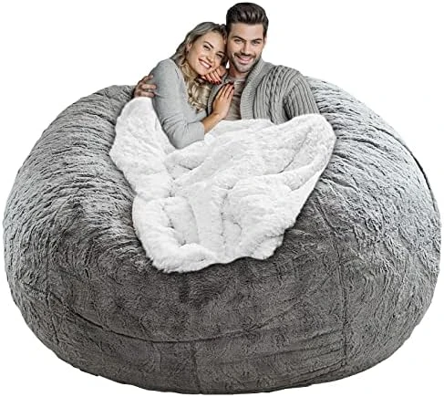LapEasy Giant Bean Bag Chair Cover(Cover Only,No Filler),Oversized Round Soft Fluffy PV Velvet Washable Lazy Sofa Bean Bag Bed Cover For Adults, Living Room Bedroom Furniture Outside Cover(Black) - Image 10