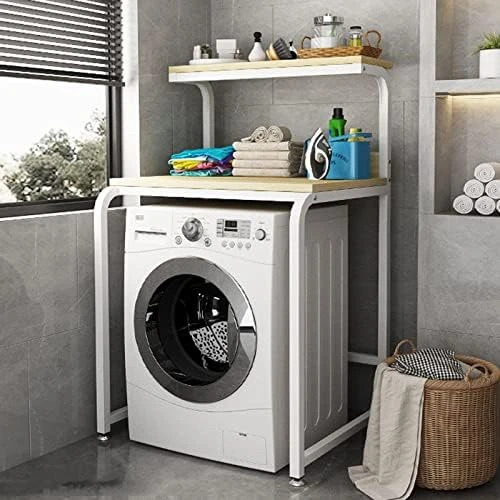 Bathroom Storage Shelves,Washer Storage Frames Floor Standing Punch Free Suitable For Over Toilet High Temperature Steel Balcony Washinghine Shelf Roller Bracket/Black/a - Image 6