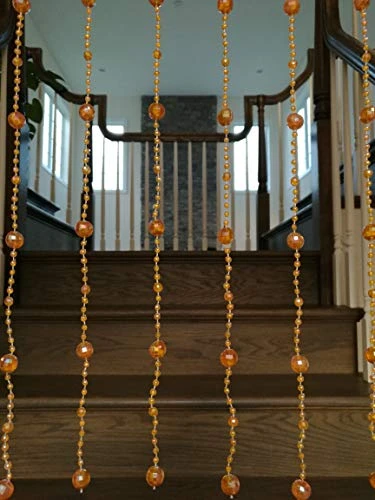TJ Global Beautiful Home Decor Acrylic Beaded Curtain Door Screen Divider - Orange Iridescent Balls - Image 3