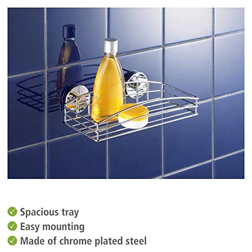 WENKO 20883100 Vacuum-Loc Wall Shelf - Fixing Without Drilling, Steel, 10.2 X 2.6 X 5.5 Inch, Chrome - Image 3