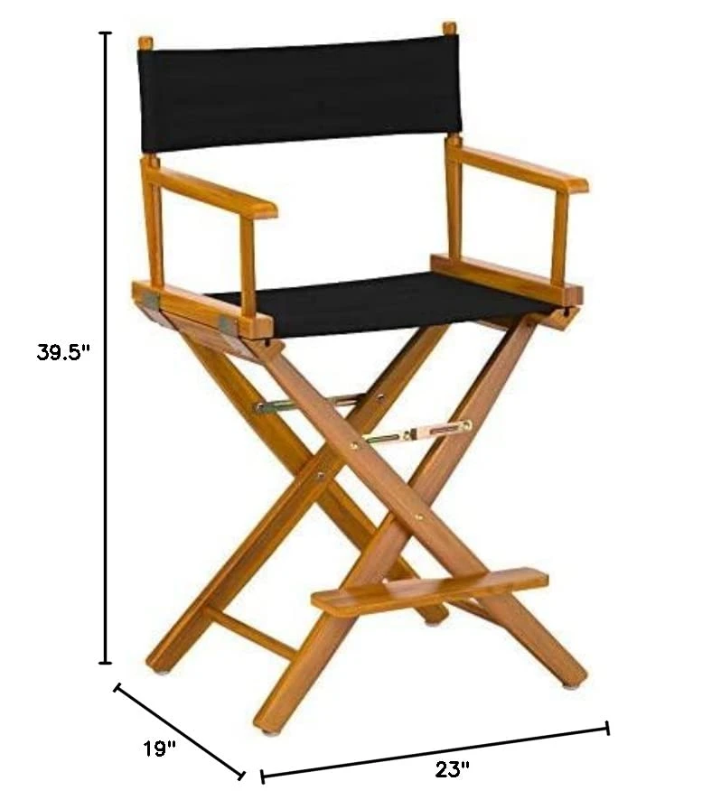 Casual Home Director's Chair ,Honey Oak Frame/Black Canvas,24" - Counter Height - Image 5