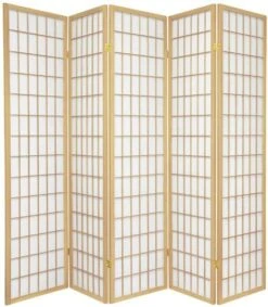 Japanese Oriental Style Room Screen Divider (Natural 5 Panel)