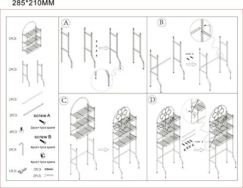 J&V TEXTILES 3-Shelf Bathroom Organizer Over The Toilet, Bathroom Spacesaver (Silver)* - Image 4