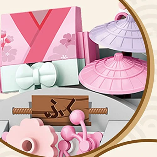 JoySeed Japanese Kimono Shop House Building Blocks Set Street View Modular Building Kit Mini Bricks NOT Compatible With Lego Architecture Creator City - 418pcs - Image 3