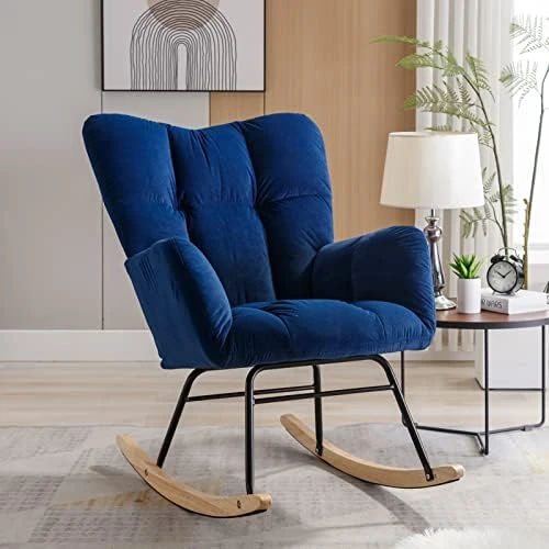 Polaris Garden Nursery Rocking Chair, Modern Teddy Fabric Nursing Chair For Mom And Baby, Accent Upholstered Rocker Glider Chair With High Backrest For Nursery Bedroom Living Room (Ivory White) - Image 8