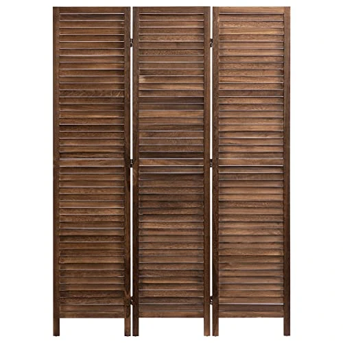ALIMORDEN 5.7 Ft 3 Panels Room Dividers, Vintage Natural Wooden Privacy Screen, Folding Wall Divider, Space Seperate, Brown - Image 2
