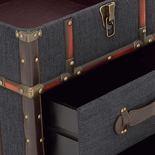 Deco 79 Linen Rectangle Accent Table With Buckle Hinged Top, 18" X 18" X 22", Blue - Image 4