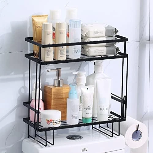 WORTHBUY Bathroom Over Toilet Storage Shelf, Bathroom Organizer, Above Storage Cabinet Restroom Paper Holder, No Drilling Space Saver With Wall Mounting Design (Black) - Image 6