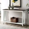 ChooChoo Farmhouse Console Table, Rustic Vintage Narrow Sofa Table For Entryway, Living Room, Hallway, 40 White