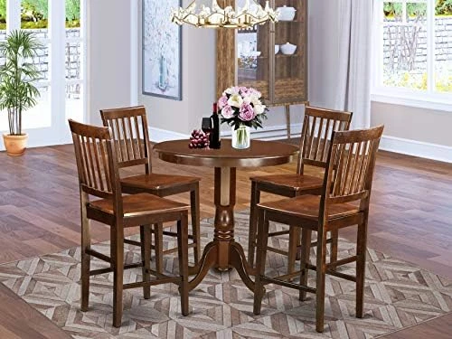 East West Furniture JAVN5-MAH-W Dining Set, 5-Piece - Image 6
