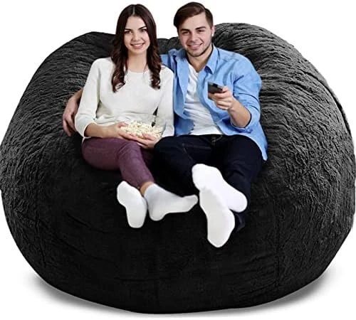 GQZGGXX Bean Bag Chair Cover, Durable Comfortable Chair PV Fur Bean Bag Sofas Faux Fur Sofa Living Room Sofa Bed Large Bean Bag Chairs For Adults (No Filler,Cover Only) 6ft Dark Grey - Image 7