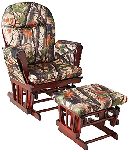 Artiva USA Wood Glider Chair And Ottoman Mircofiber Cushion Set