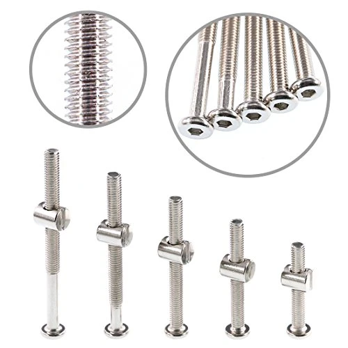 Swpeet 100Pcs Crib Hardware Screws, Nicked Plated M6 × 40/50/60/70/80mm Hex Socket Head Cap Crib Baby Bed Bolt And Barrel Nuts With 1 X Allen Wrench Perfect For Furniture, Cots, Crib Screws - Image 2