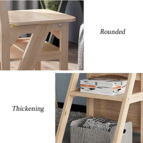 DINGZZ Step Stool- Folding Wooden Step Stool Portable Ladder Chair Seat Versatile Multifunctional Multipurpose Solid Wood - Image 5
