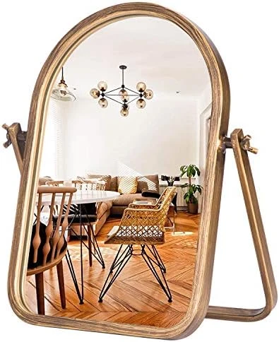 Geloo Vintage Table Desk Mirror-Bronze Metal Framed Standing Mirror 360 Degree Adjustable Swivel For Tabletop, Countertop, Bedroom,Bathroom,Living Room 11.8'' X 7.8'' - Image 13