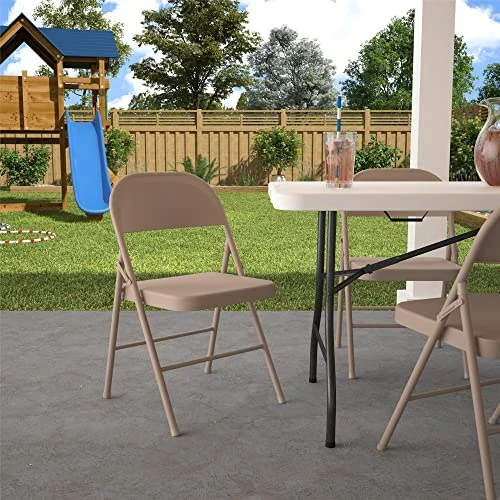 CoscoProducts COSCO All- Steel Folding Chair, 4-Pack, Antique Linen - Image 5