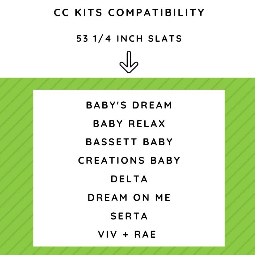 CC KITS Set Of Eight (8) 53 1/4 Inch Full/Double Size Solid Wood Support Bed Slats|Use Crib Conversion Kits|Platform Frame For Mattress|Bunkie Board, Box Spring Or Foundation Replacement Option - Image 4