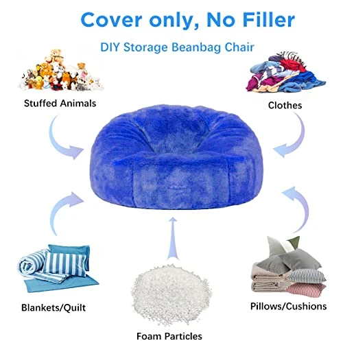 Taotique Giant Bean Bag Chair Cover(Cover Only, No Filler) Soft Faux RH Fur Sofa Bed Cover Washable Bean Bag Couch Cover For Adult And Kids With Liner - Image 5