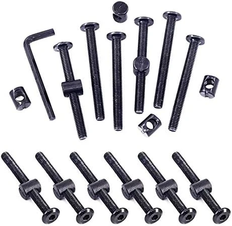 Swpeet 51Pcs Black M6 × 15mm Crib Hardware Screws, Hex Socket Head Cap Crib Baby Bed Bolt And Barrel Nuts With 1 X Allen Wrench Perfect For Furniture, Cots, Crib Screws (M6x15mm) - Image 7