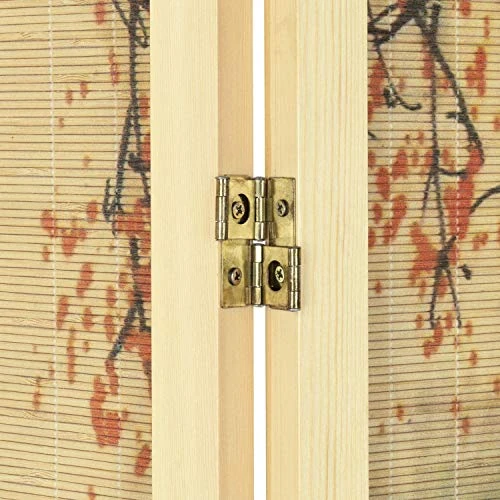 MyGift 4-Panel Asian-Inspired Bamboo-Screen Cherry Blossom Scene Room Divider - Image 4