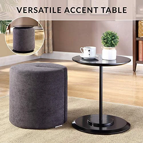 Mission Hills Accent 18 In Round Nesting Ottoman Table, Dark Grey - Image 4