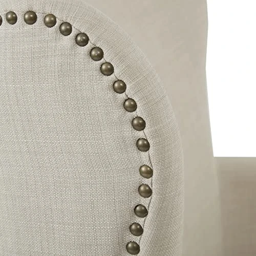 Madison Park Colette Chairs-Solid Wood, Wing Back Armchair Modern Contemporary Style Living Room Sofa Furniture Track Arm, Nailhead Accent, Bedroom Lounge, 31" Wide, Natural - Image 7