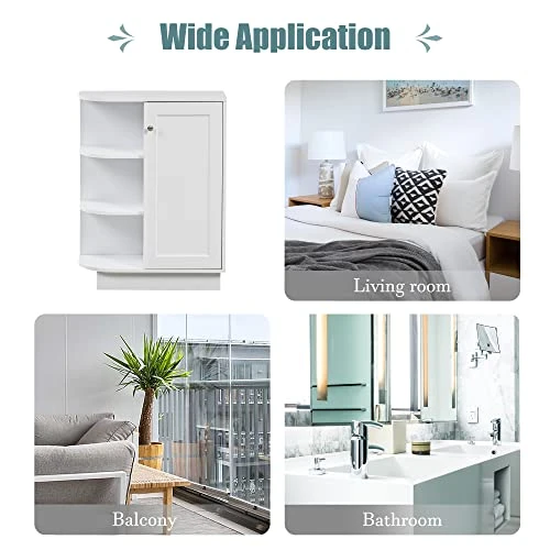 ELESS HOME Bathroom Storage Cabinet, Bathroom Floor Cabinet, Bathroom Cabinets Freestanding With 1 Door And 3 Open Shelves For Living Room Bathroom Home Office - Image 6