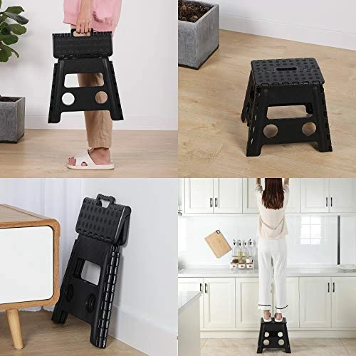 Topfun Folding Step Stool, 13 Inch Non-Slip Footstool For Adults Or Kids, Sturdy Safe Enough, Holds Up To 300 Lb, Foldable Step Stools Storage/Open Easy, For Kitchen,Toilet,Office,RV (Black, 13inch) - Image 4