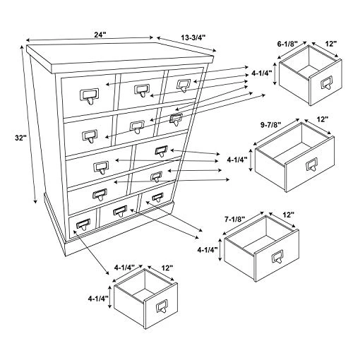 Powell Company 990-333 Parcel 13-Drawer Cabinet Distressed White, 13.75 X 23.8 X 31.88 - Image 2